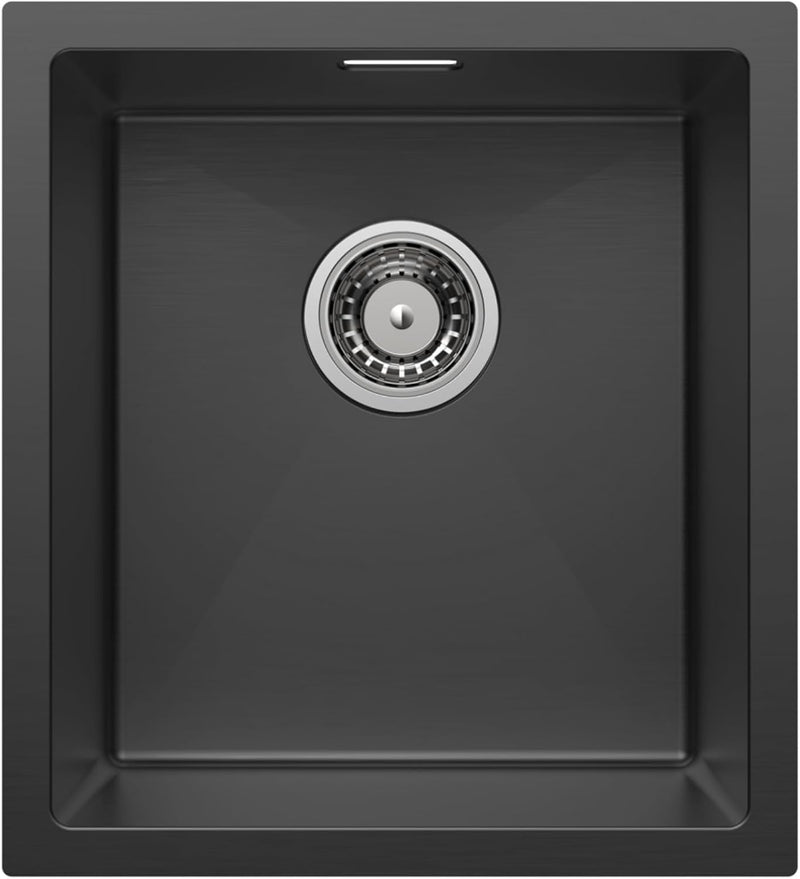 CECIPA Spülbecken Schwarz 40x44cm, Spüle Schwarz Anthrazit, Küchenspüle Edelstahl Rechteckig, Modern