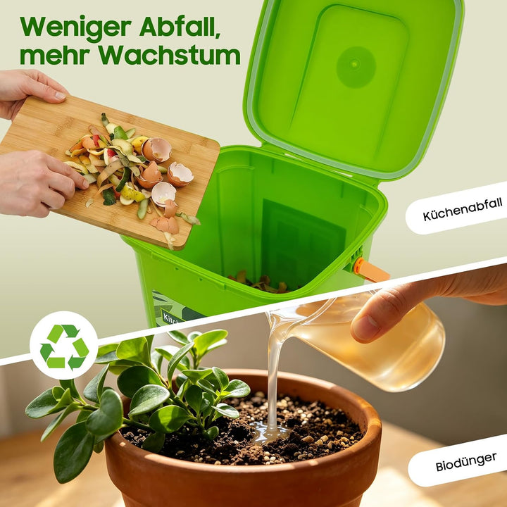 Biomülleimer Küche 10L/15L/20L, Bio-Eimer, Abfalleimer mit Doppeldeckel, Geruchsdichter Komposteimer