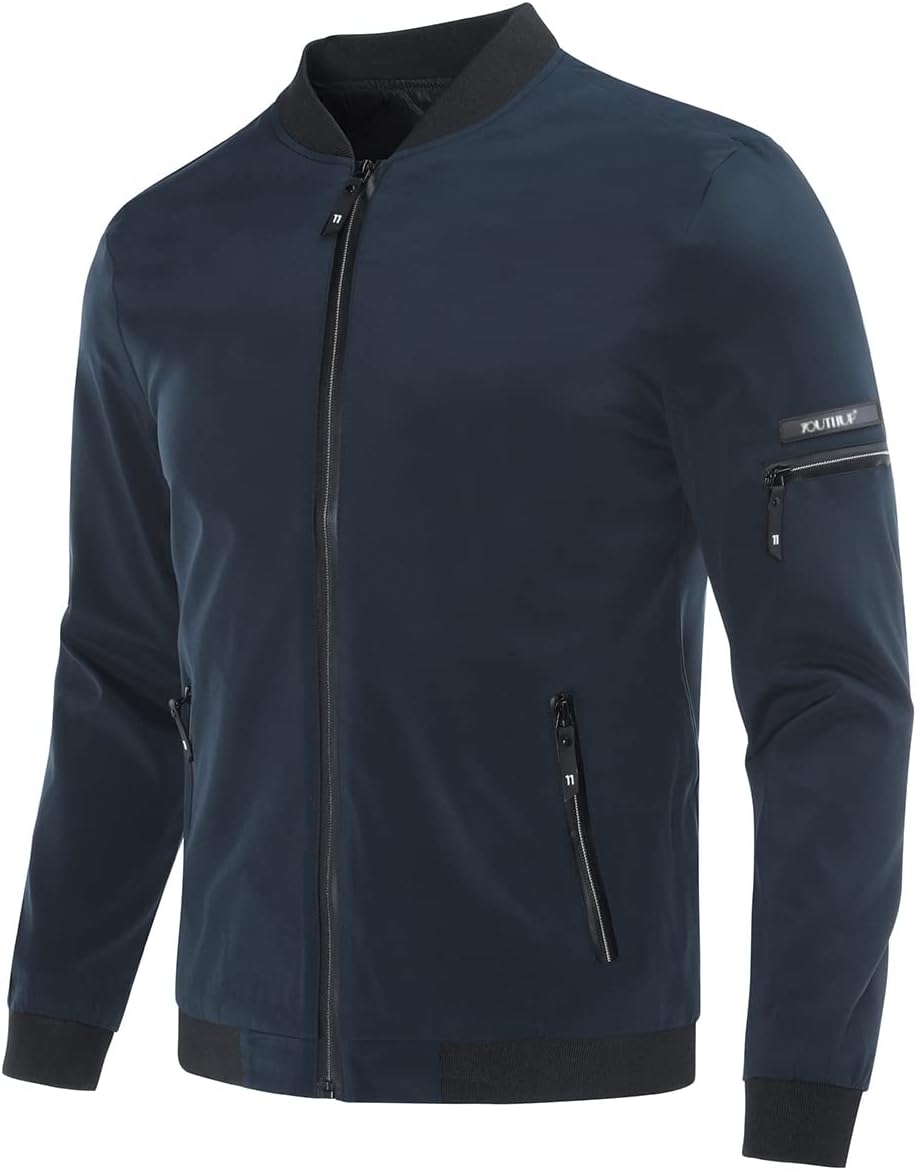 YOUTHUP Herren Übergangsjacke Leichte Sommer Freizeit Bomberjacke Outdoor Sportjacke, Blau-1801