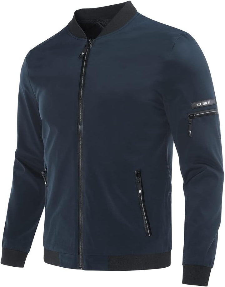 YOUTHUP Herren Übergangsjacke Leichte Sommer Freizeit Bomberjacke Outdoor Sportjacke, Blau-1801