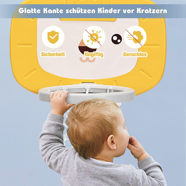COSTWAY 3 in 1 Kinder Spielplatz, höhenverstellbarer Basketballkorb & Fussballtor & Golf, Basketball