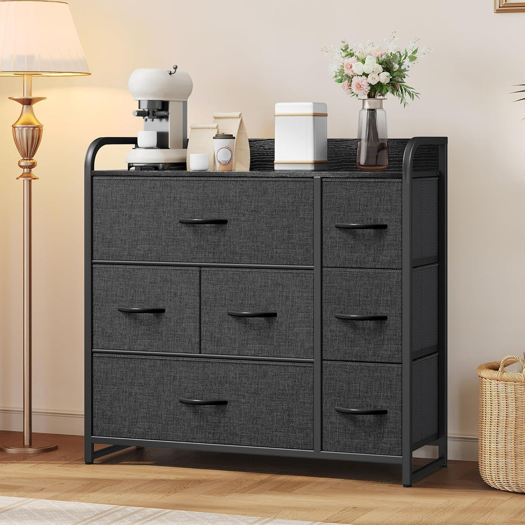YITAHOME Kommode mit Schubladen, Schrank mit 7 Schubladen aus Stoff, Aufbewahrungskommode Industrial