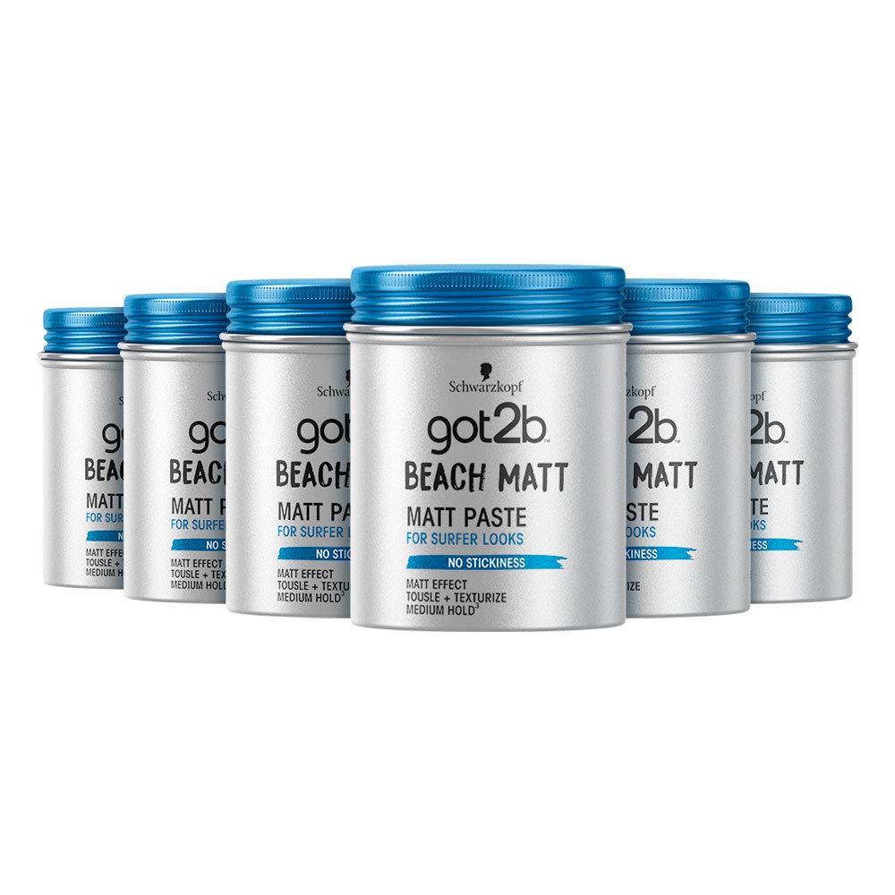 Schwarzkopf got2b Beach Matt Texturisierende Mattpaste, mittlerer Halt, silikonfrei, 100 ml - 6 Stüc