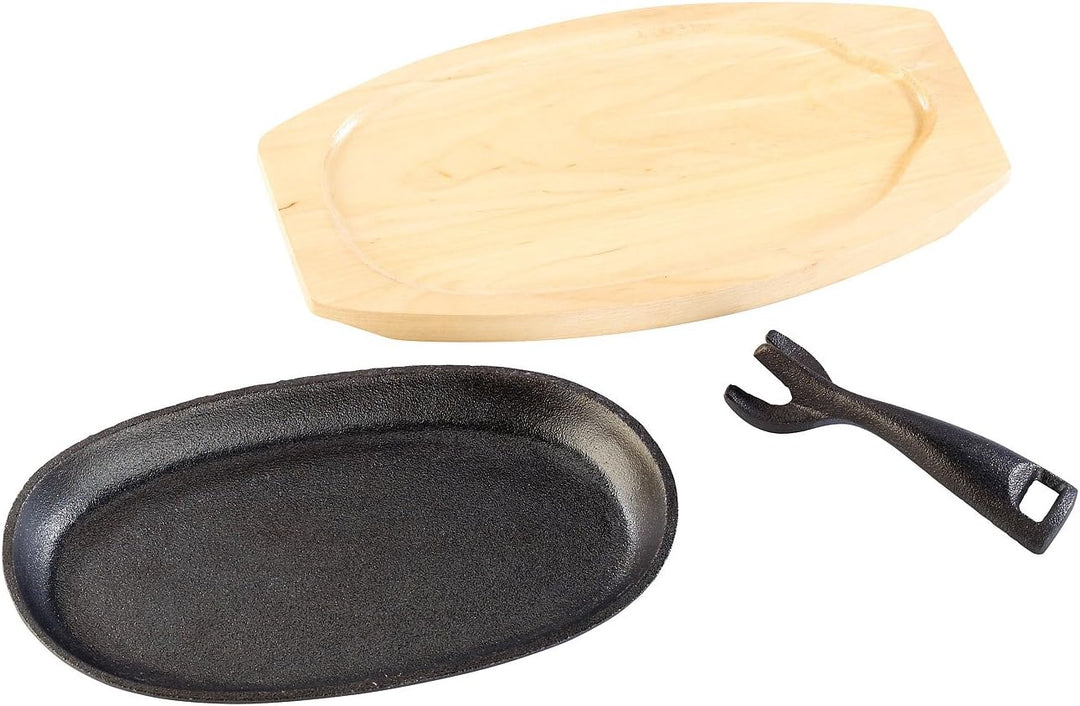 Tornwald-Schmiede Gusspfanne: 2 Profi-Servierpfannen, Gusseisen, mit Untersetzer, 24x14x2,2 cm, 820g