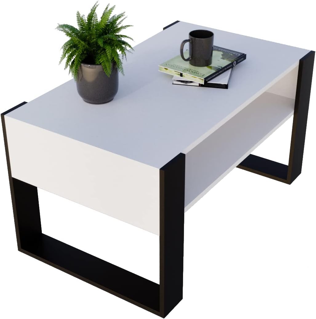 MRBLS Couchtisch – modernes rustikales Design – Wohnzimmer-Tisch Beistelltisch Kaffeetisch Sofatisch