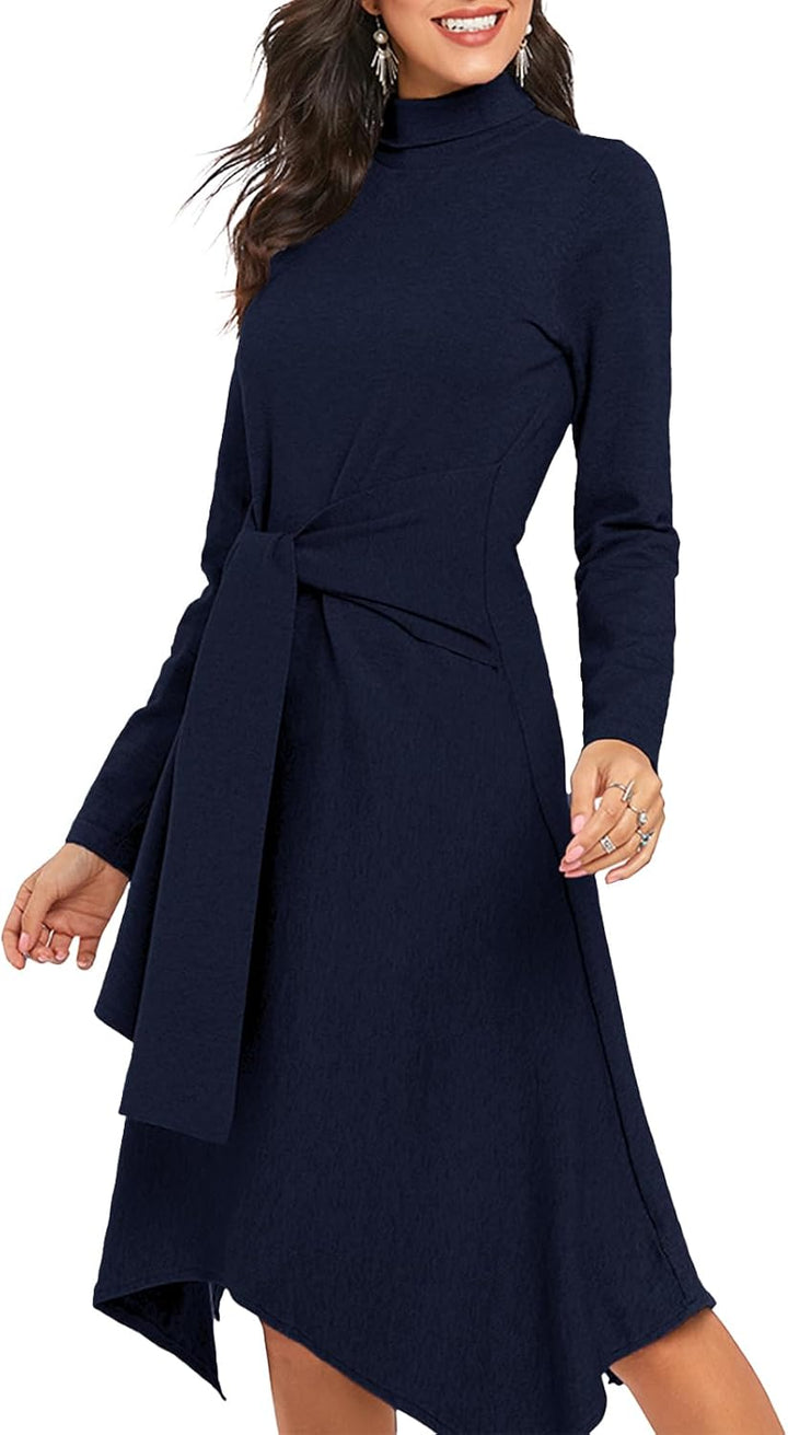 Damen Strickkleid Winter Kleid Herbst Damen Winterkleider Herbstkleid Midikleid Pulloverkleid Mit Ro