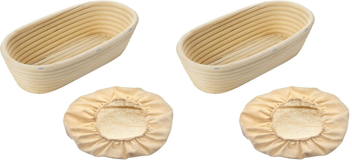 Westmark Gärköbchen-Set, 2tlg., Gärkörbchen oval + Bezug, Peddigrohr/Baumwolle, Hellbeige/Beige, 320