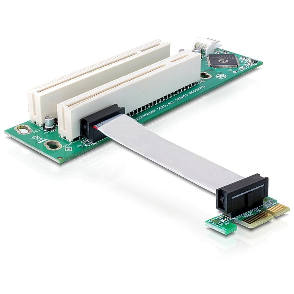 Delock 41341 Riser PCI-Express Karte (1x Slot auf 2X Slot), Grün, Weiss