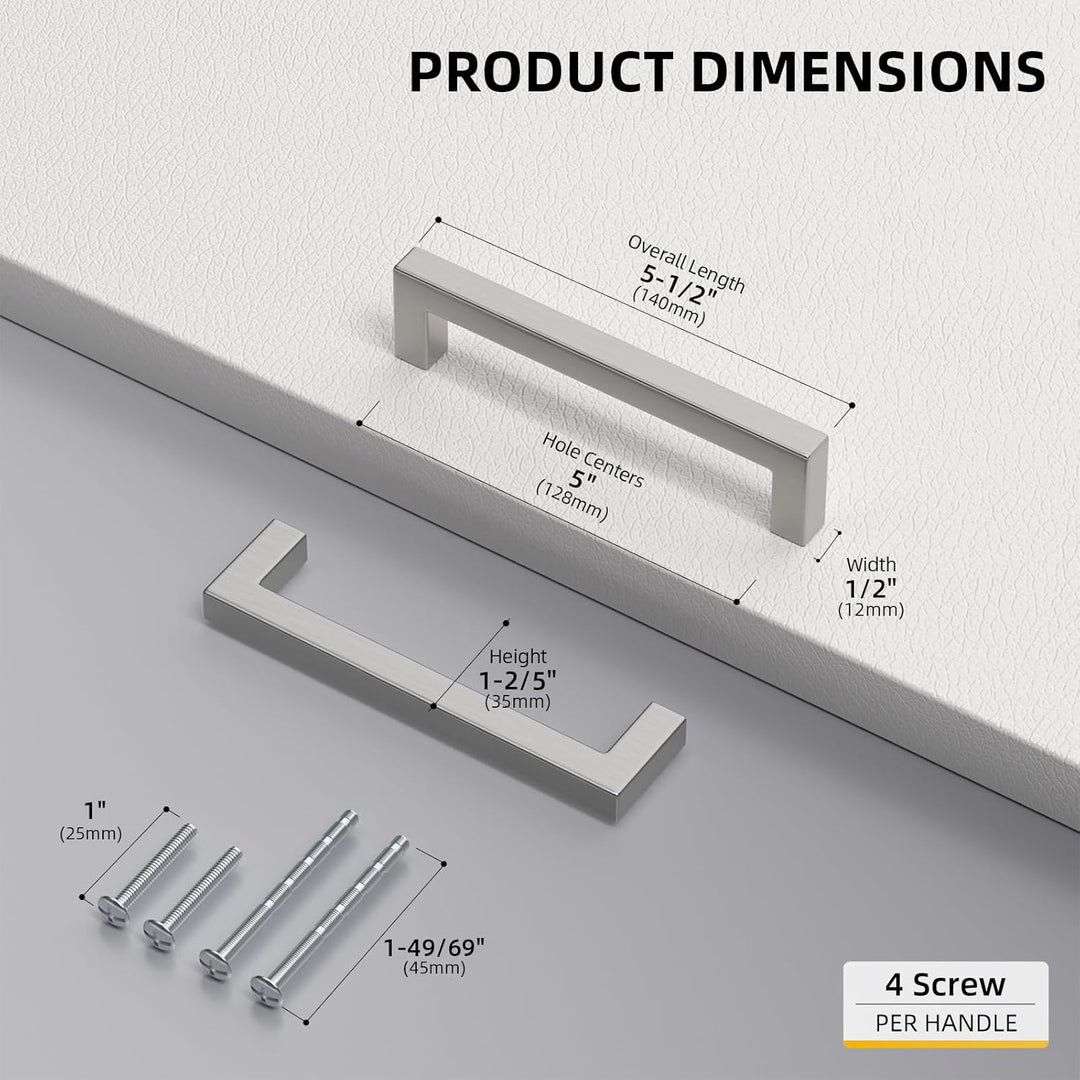goldenwarm 15x Küchenschrank Griffe 128mm Moebelgriff Edelstahl t Stangengriff Schrankgriffe Gebürst