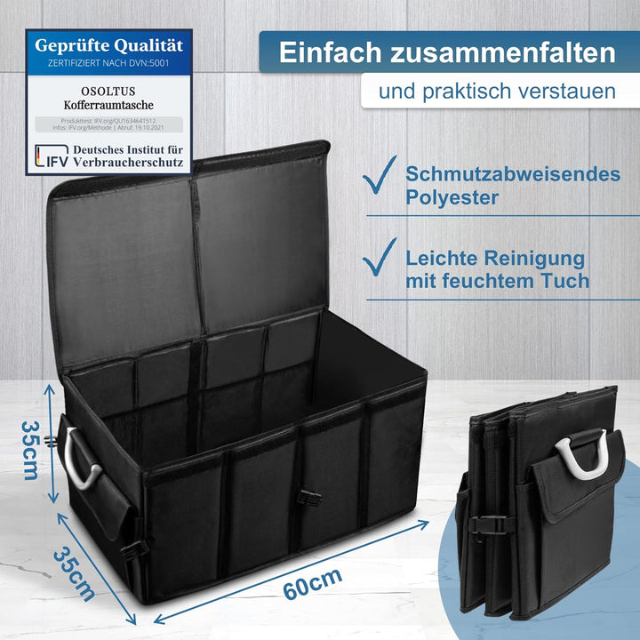 Kofferraum-Tasche - faltbarer Kofferraum-Organizer mit Deckel - Auto-Zubehör - Wohnmobil-Gadget - Ca