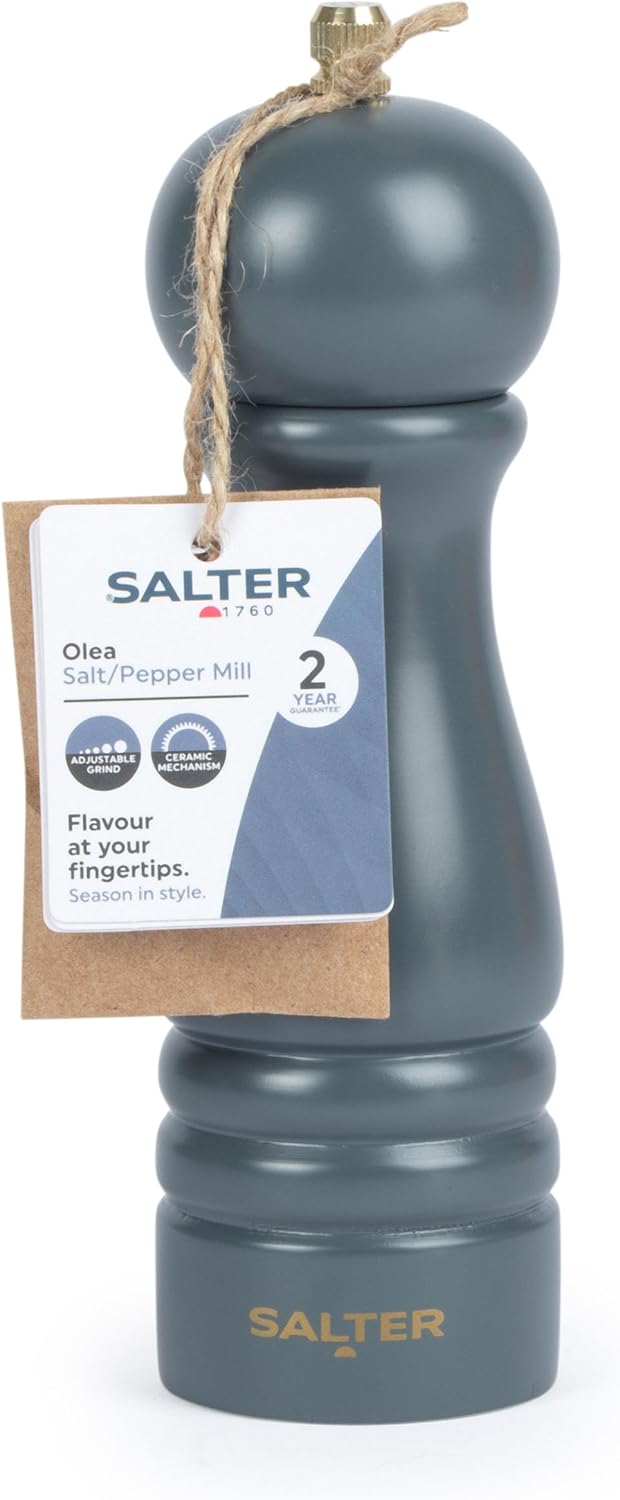 Salter Olea Salz- & Pfeffermühle – Universalmühle mit Keramikmahlwerk, durch Drehen mahlbar, einstel