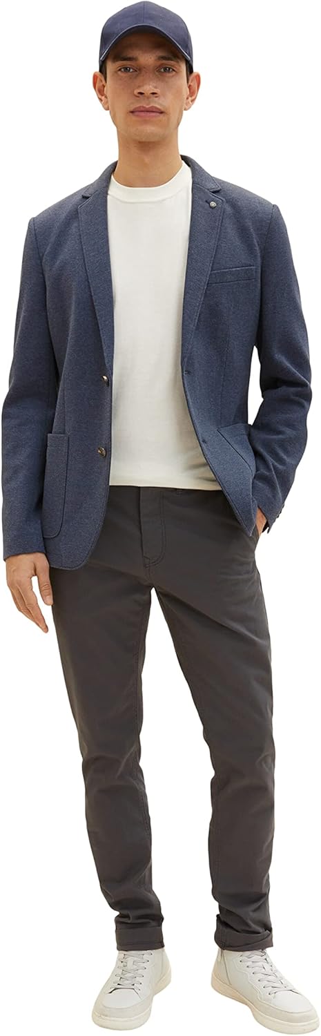 TOM TAILOR Herren Piqué Sakko 46 29115 - Blue Pique Melange, 24