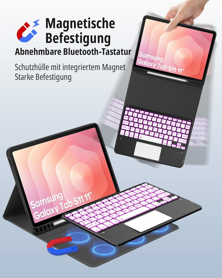 CACOE Hülle Tastatur Kompatibel mit Samsung Galaxy S10 Lite 5G / S10 FE / S9 FE / S9 10.9 Zoll/11 Zo