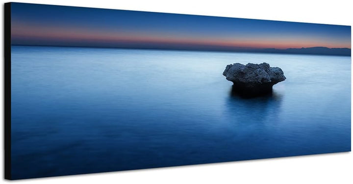 Paul Sinus Art Panoramabild auf Leinwand und Keilrahmen 150x50cm Meer Fels Morgendämmerung