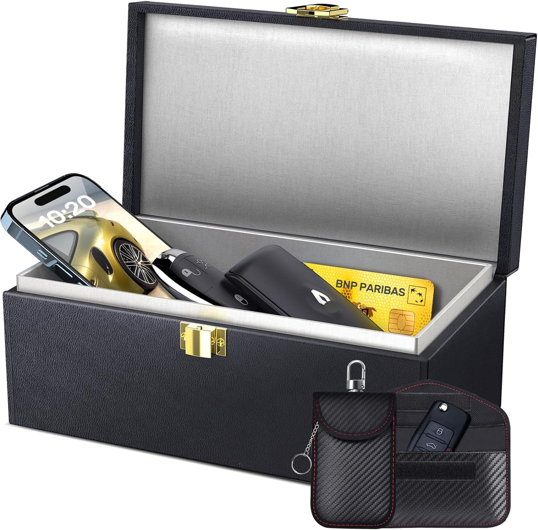Samfolk Keyless Go Schutz Autoschlüssel Box & 2 Faraday Bag, Faraday Box Strahlenschutz Keyless Go S