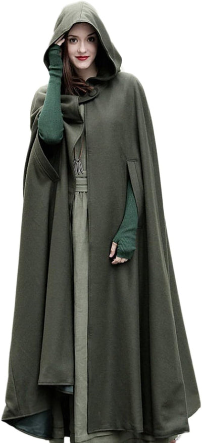 JLTPH Damen Herbst Winter Maxi Lose Umhang mit Kapuze Mantel Poncho Kap Strickpulli Longstrickjacke
