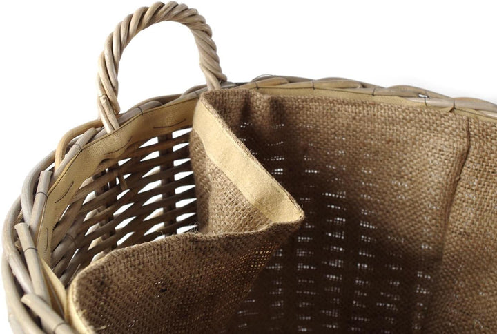 Kobolo Rattankorb Holzkorb für Kaminholz - rund - Rattan kubu grau - 34x50 cm