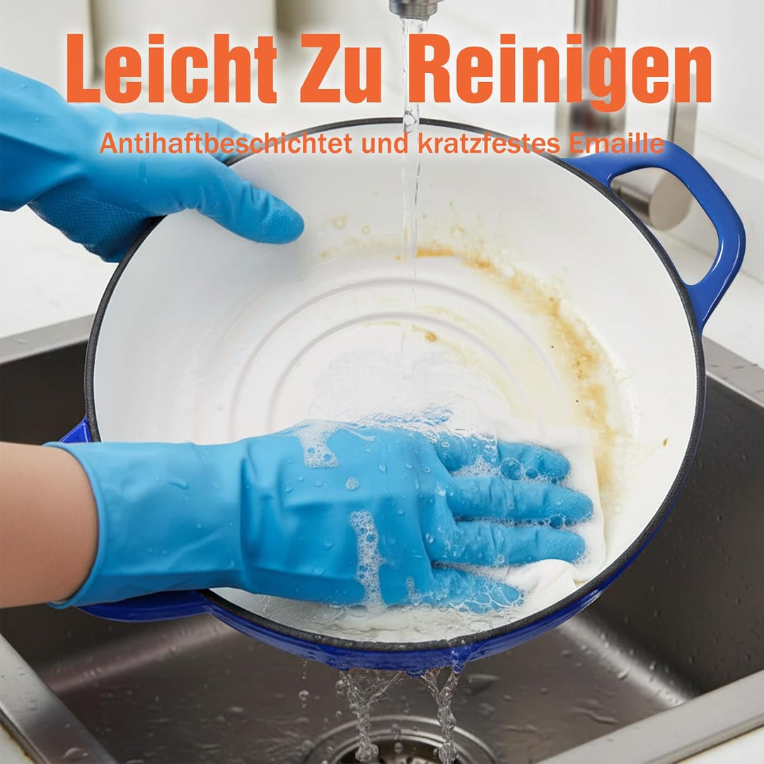 Gusseisen Brotbackform mit Deckel, 4,7L Gusseisen Topf Brot Backen, 23 cm Emaille Bräter mit Deckel,