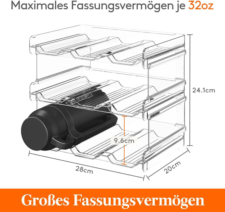 Lifewit Stapelbarer Flaschenhalter für Schrank, Gefrierschrank, Vorratskammer - Kunststoff-Wasserfla