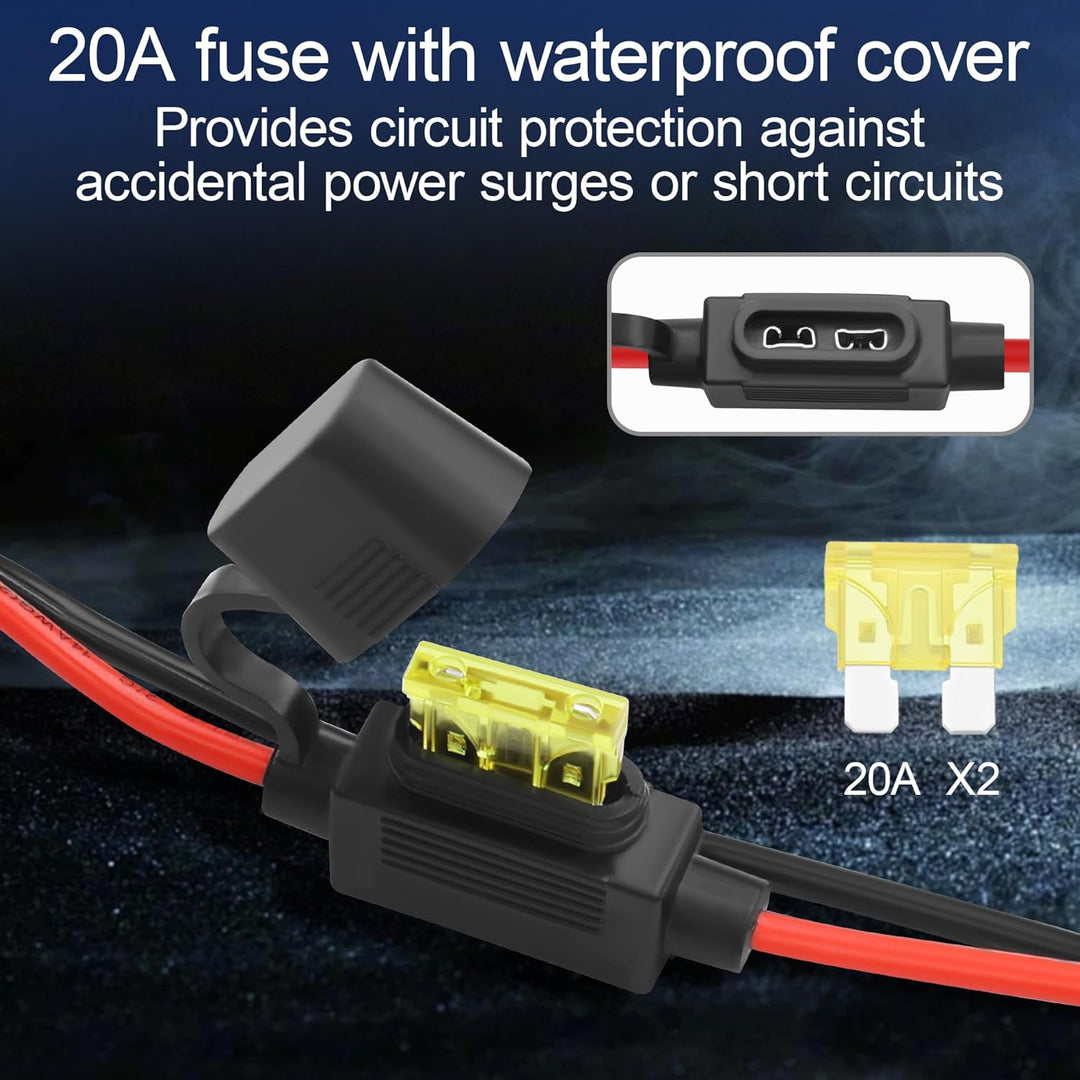 GC002 X-Connect M6 Ösenklemme, 20 A, Sicherung, permanentes Batterie-Ladekabel für Motorrad, ATV, UT