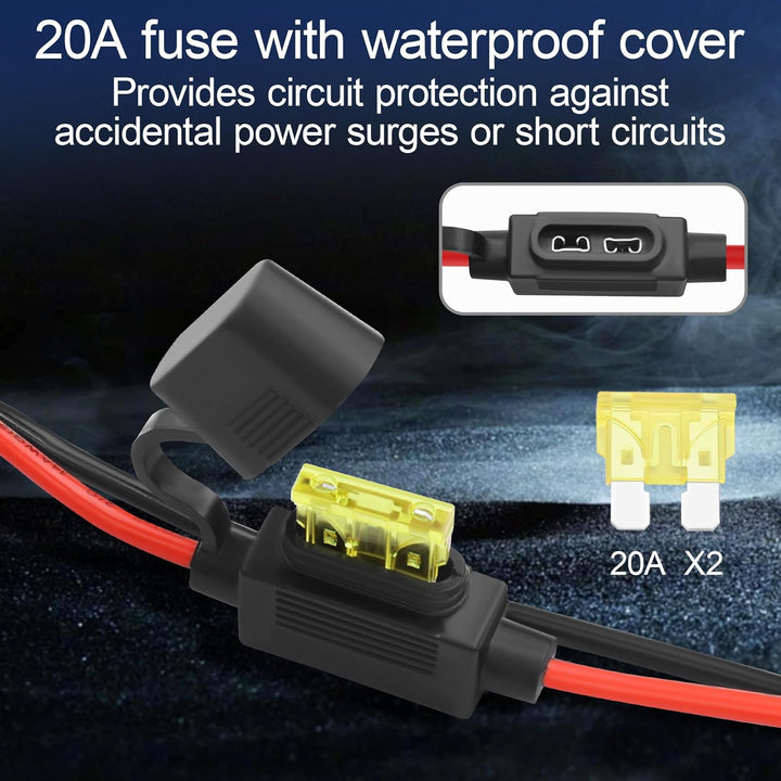 GC002 X-Connect M6 Ösenklemme, 20 A, Sicherung, permanentes Batterie-Ladekabel für Motorrad, ATV, UT