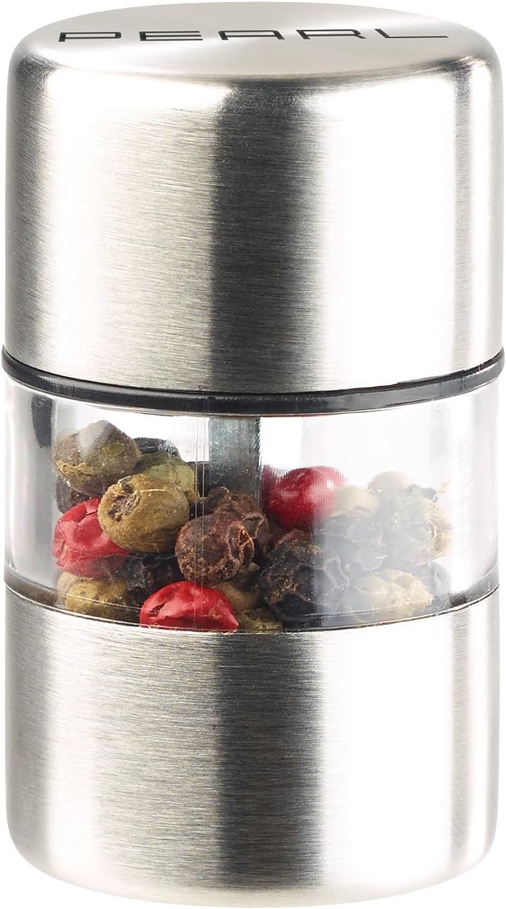 PEARL Camping Pfeffermühle: 6er-Set Mini-Salz-/Pfeffermühle, Edelstahl, Keramikmahlwerk, Ø 3 cm (Min