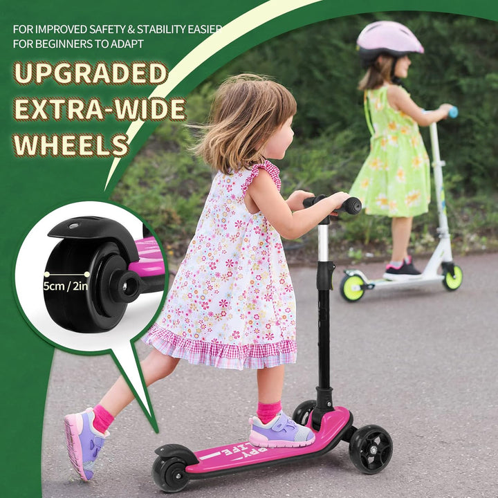 besrey Scooter Kinder Roller, der sichere Premium Dreiradscooter mit PU LED Leuchtenden Räder, Faltb