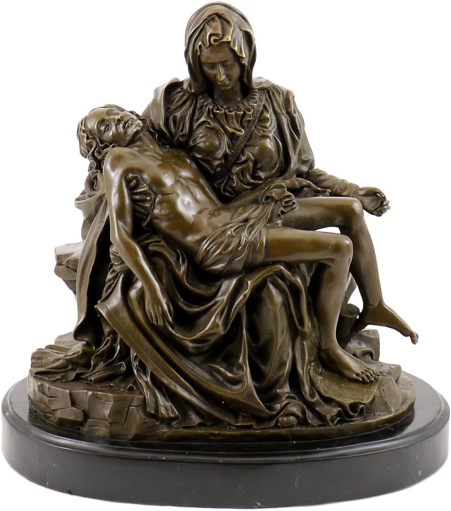 Kunst &amp; Ambiente - Römische Bronzefigur - Pietà (1499) - signiert - Michelangelo Skulptur - Echte Br