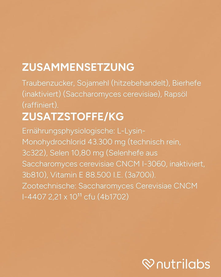 NutriLabs Vitamin E, Selen & Lysin Pulver zur Unterstützung des Muskelaufbaus bei Sportpferden, 3,0