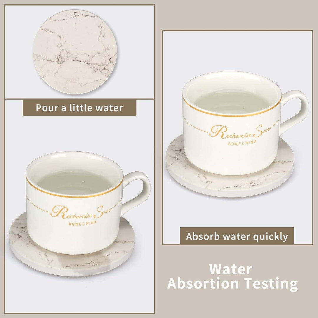 6 Stück Marmor Untersetzer Gläser mit Halter Keramik Getränkeuntersetzer Glas Untersetzer-Set Tischu
