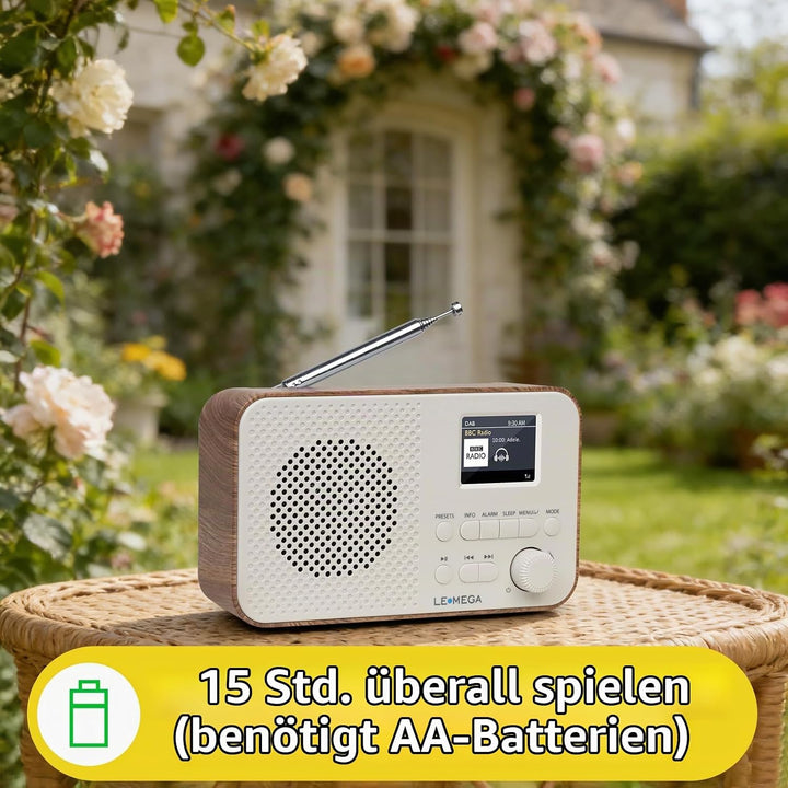 LEMEGA DAB Go DAB+/UKW Radio – Small Radio,Digital Radio with Bluetooth Streaming,Simple Controls,OL
