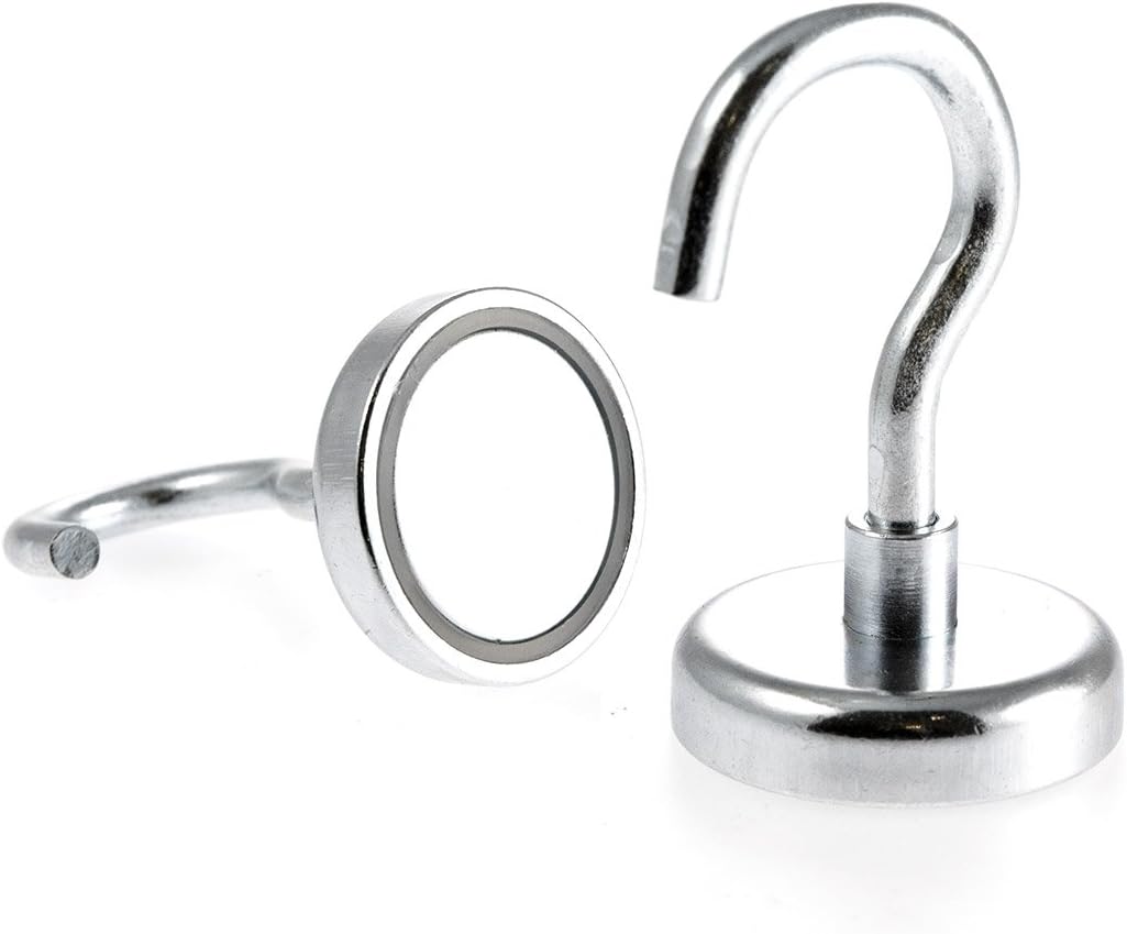 Magnetastico® | 2 Stück Neodym N35 Magnethaken 48 mm Ø | Haftkraft 81.0 Kilogramm | Wandhaken, Decke