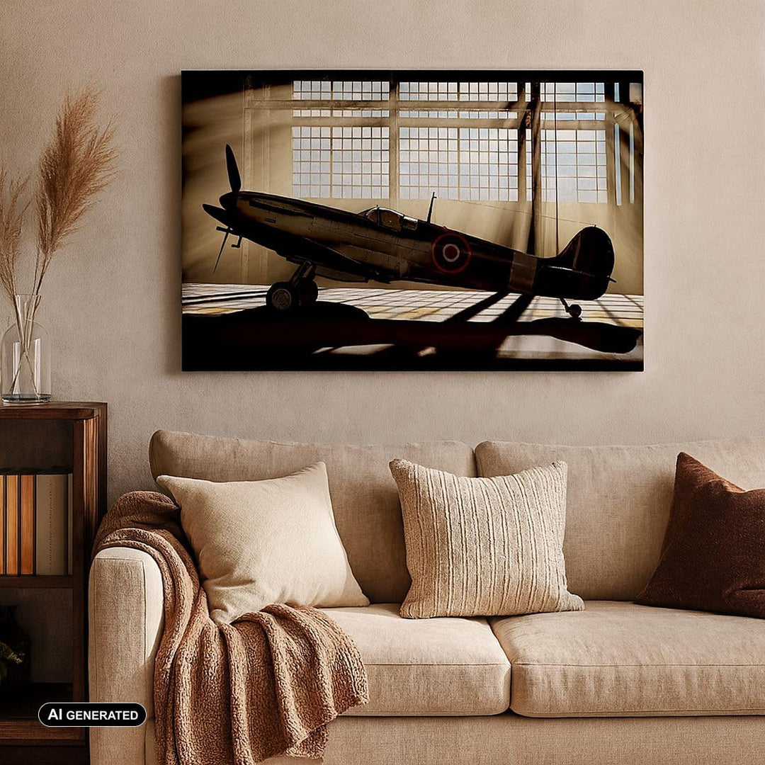 Bilder auf Leinwand 100x70cm Leinwandbild Airplain Hangar Flug historisch Gross Wanddeko Bild Schlaf