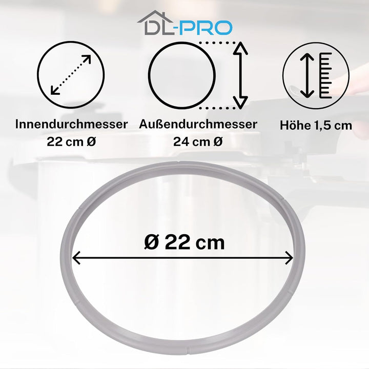 DL-pro Dichtungsring 22cm kompatibel mit Fissler Blue Point, Vitavit Royal, Magic Line, Magic Comfor
