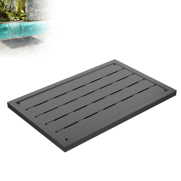 Bodenelement für Solardusche, Duschplattform, 100 x 65 cm Bodenplatte rutschfest Kunststoff, Anti Ru