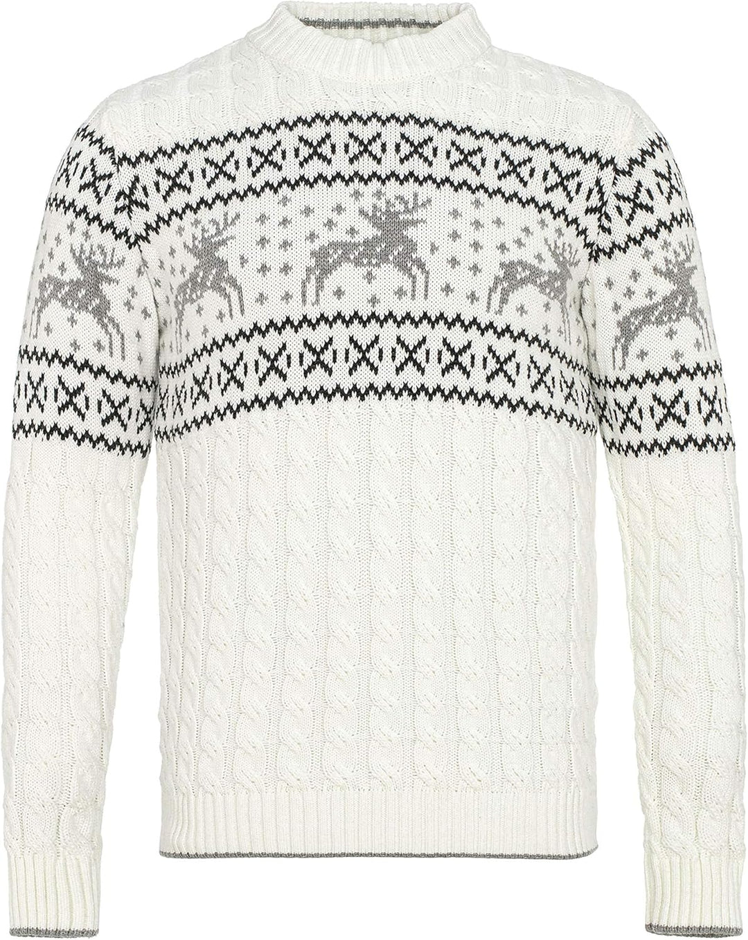 Red Bridge Herren Strickpullover Norweger Pullover Slim-Fit Plait Reindeer XXL Weiss, XXL Weiss