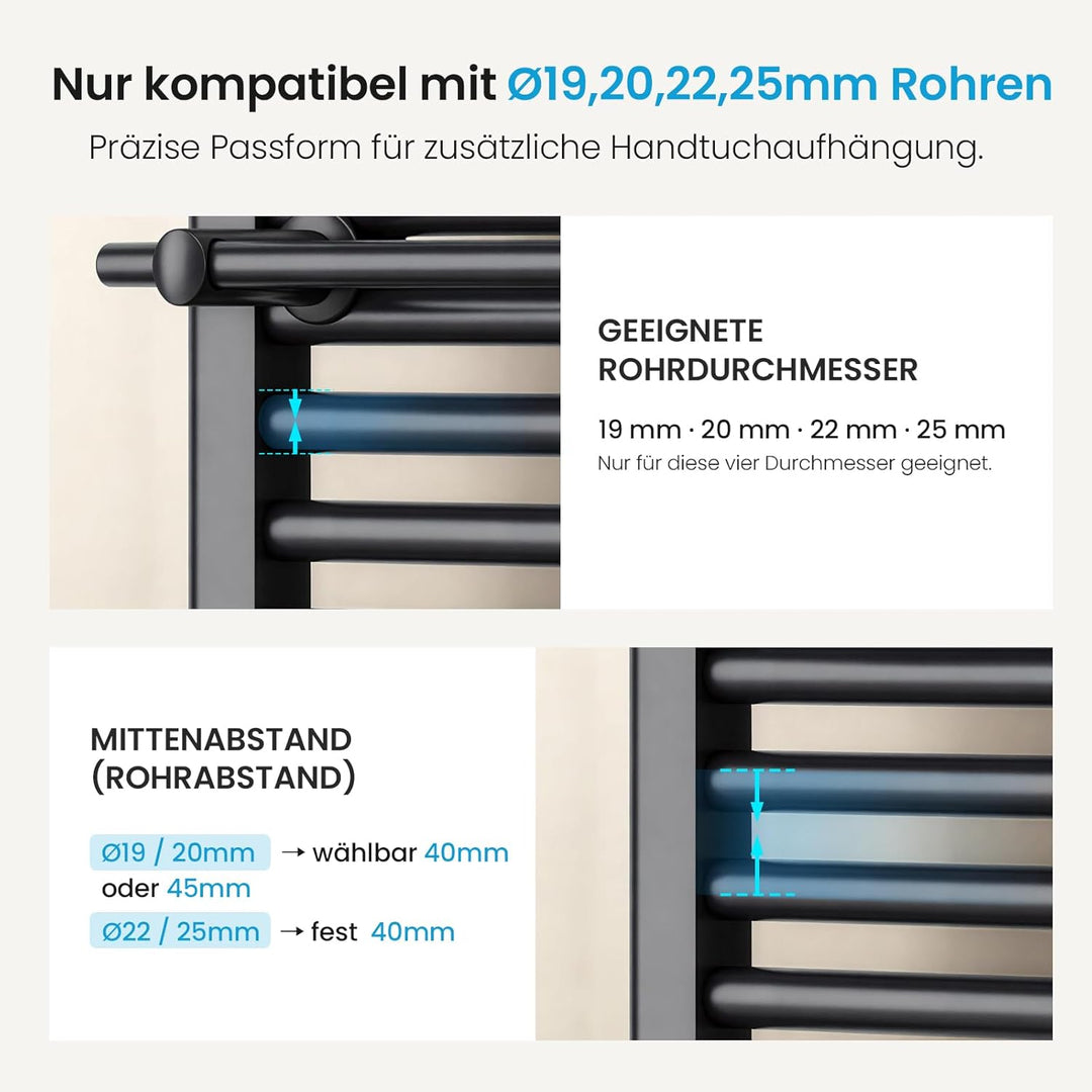 Heilmetz Handtuchhalter ohne Bohren, für Heizkörper Badheizkörper Elektrisch, Handtuchstange Baustah