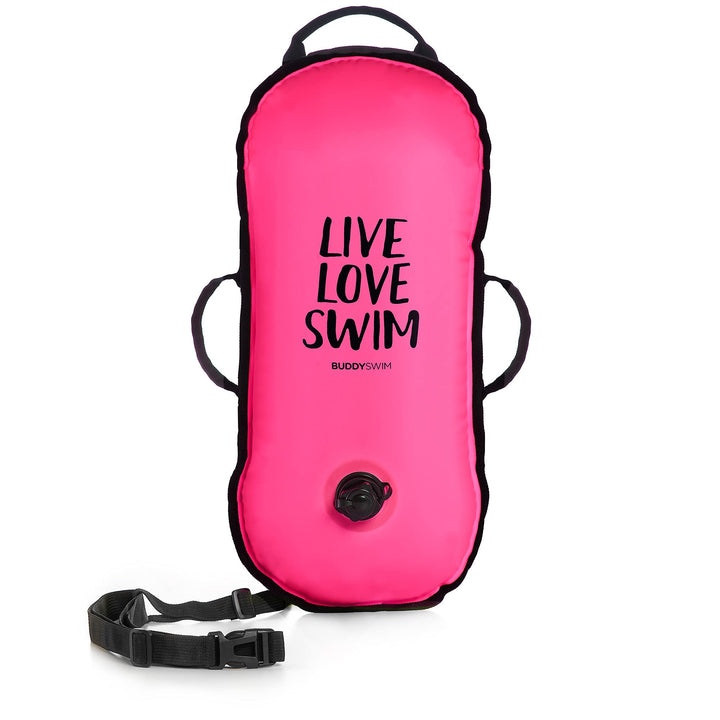 Buddyswim Freiwasser-Schwimmboje 10 L für Überquerungen und Wettkämpfe. Nylon-Oberfläche, Ultraleich