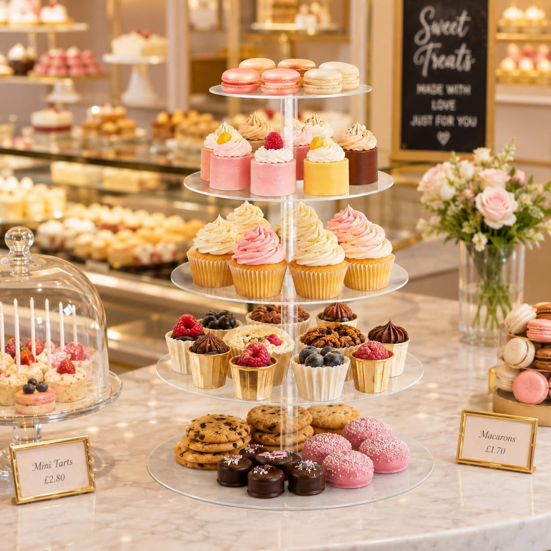 Cupcake-Ständer, 5 Etagen, rund, Acryl, Kuchenständer, Dessert-Tisch-Display-Set, Höhe Kunststoff, K