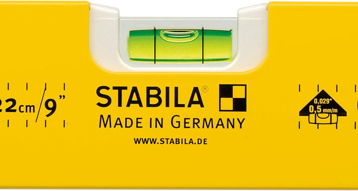 STABILA Torpedo-Wasserwaage Type 70 TM, 22 cm, leichtes Alu-Profil, Magnetstreifen, 1 Horizontal-Lib