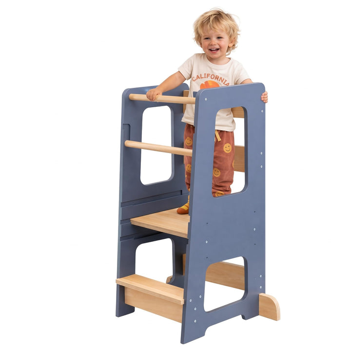 Montessori Lernturm ab 1 Jahr, aus robustem Holz, Premium-Modell in Grossformat, Learning Tower mit