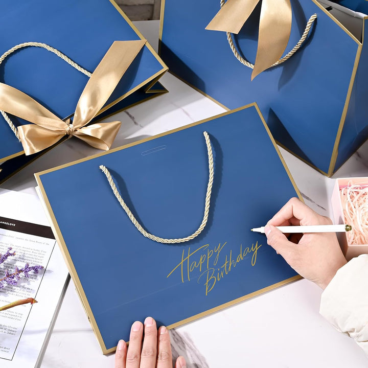 Geschenktüte mit Schleife,Geschenktüte Weiss,Geschenktaschen für Geburtstag, Hochzeit, Festivalfeier