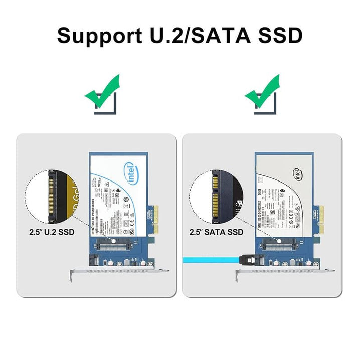 U.2 SFF-8639 auf PCIe Adapter, PCIe 3.0 X4 Erweiterungskarte für 2.5’’ U.2 NVMe SSD or 2.5" SATA SSD