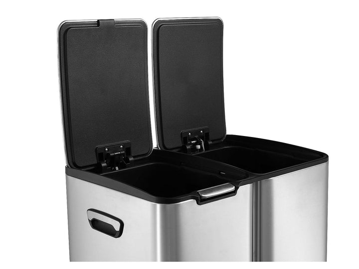 Vente-unique Tretabfalleimer aus Edelstahl - 3 Behälter - 60 l - DUMEO
