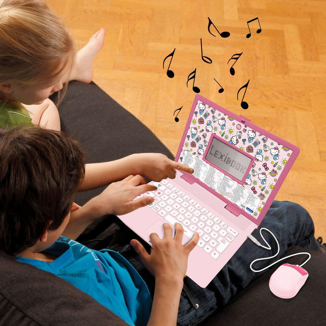 Lexibook, Hello Kitty JC598HKi2 Zweisprachiger Lern-Laptop Englisch/Spanisch, 164 Sprachen, Schreibe