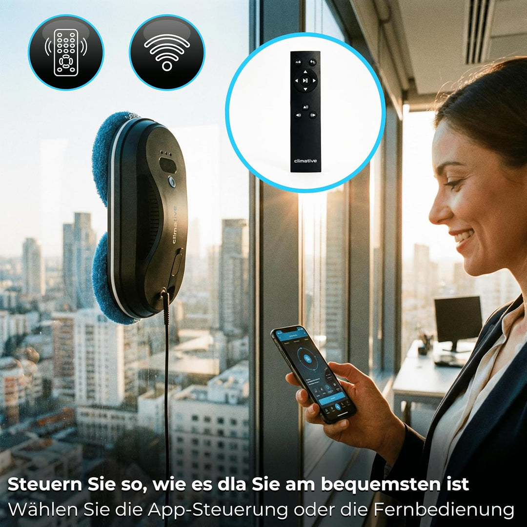 Fensterputzroboter mit Sprühfunktion, 3300Pa WiFi App-Steuerung &amp; Fernbedienung, Fenstersauger Elekt