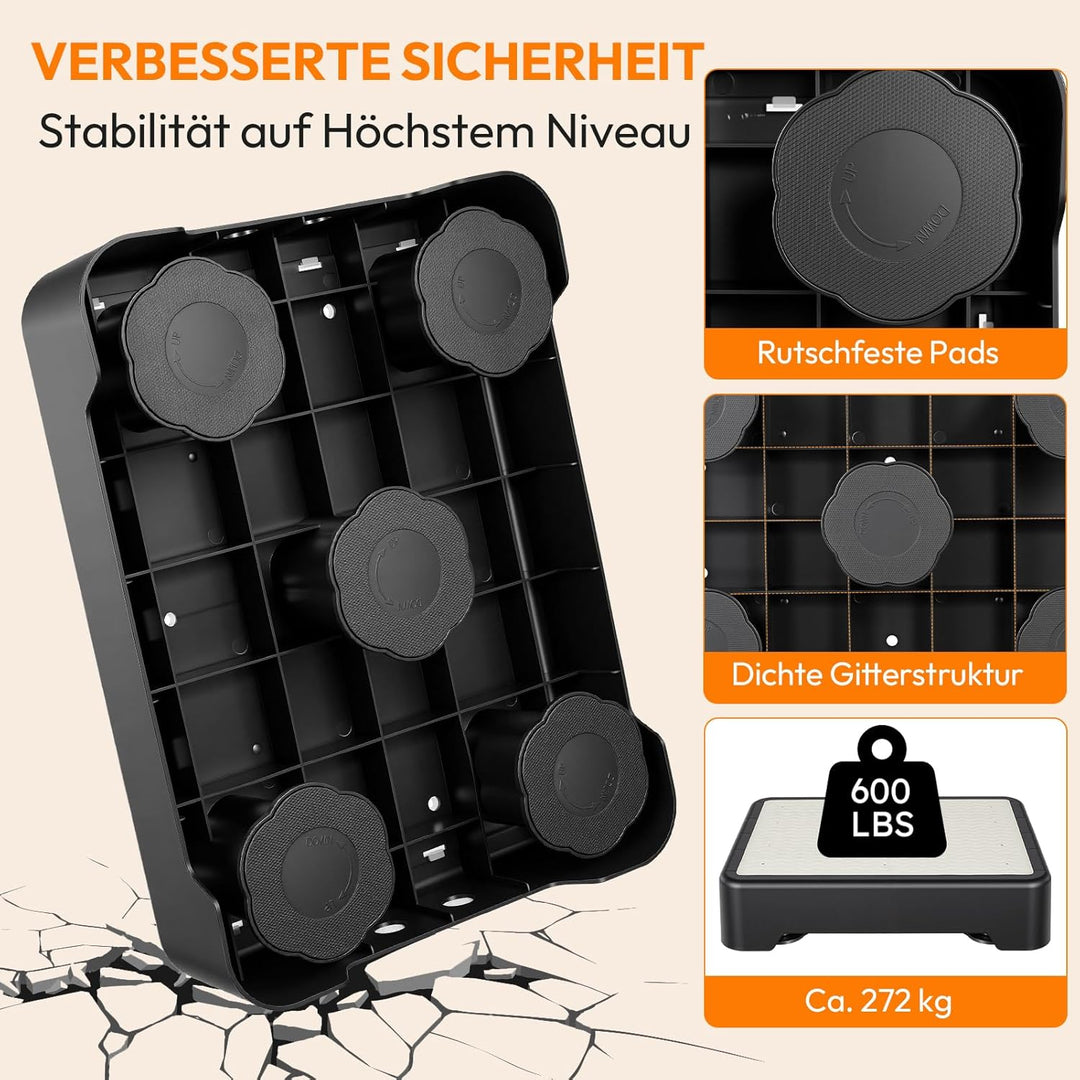 Trittstufe höhenverstellbar, Tritthocker mit 3 Stufen (9,37-15 cm) & nachtleuchtender Trittfläche, s