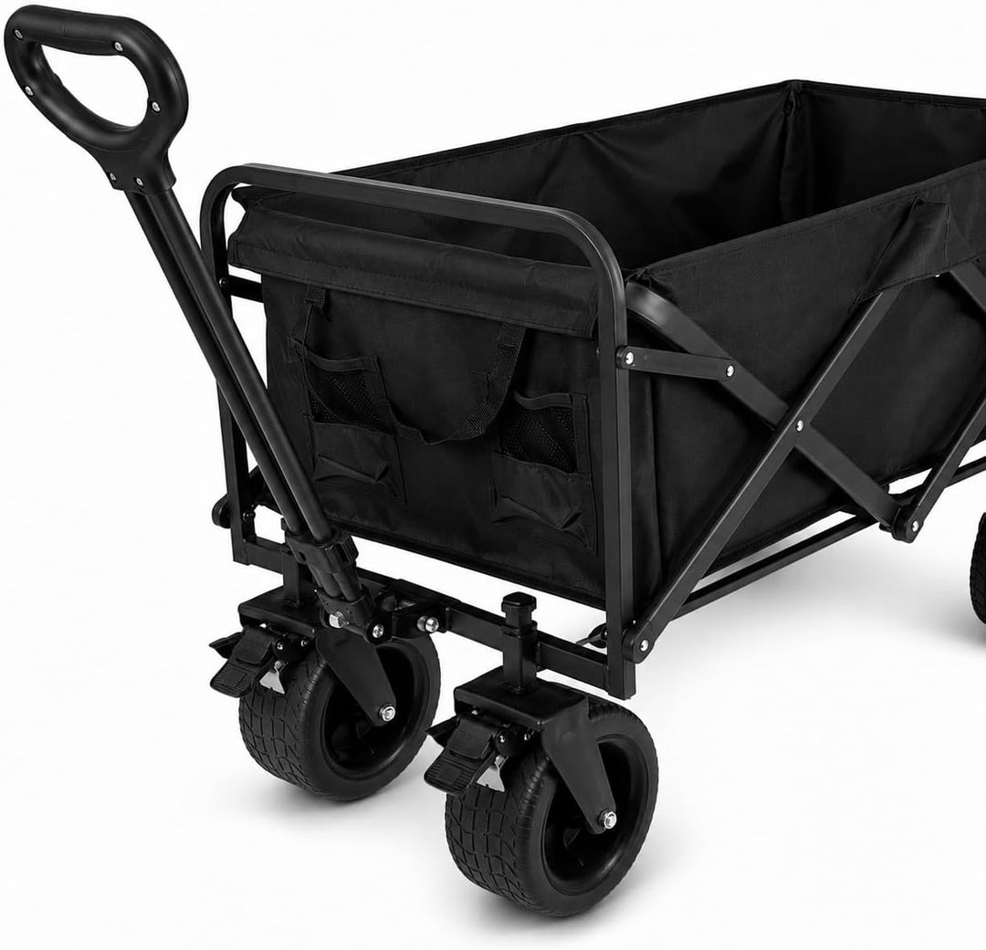 Klappbarer Bollerwagen XL - Transportwagen - Extra Breite PVC-Geländeräder - 180 kg Tragkraft - Vers
