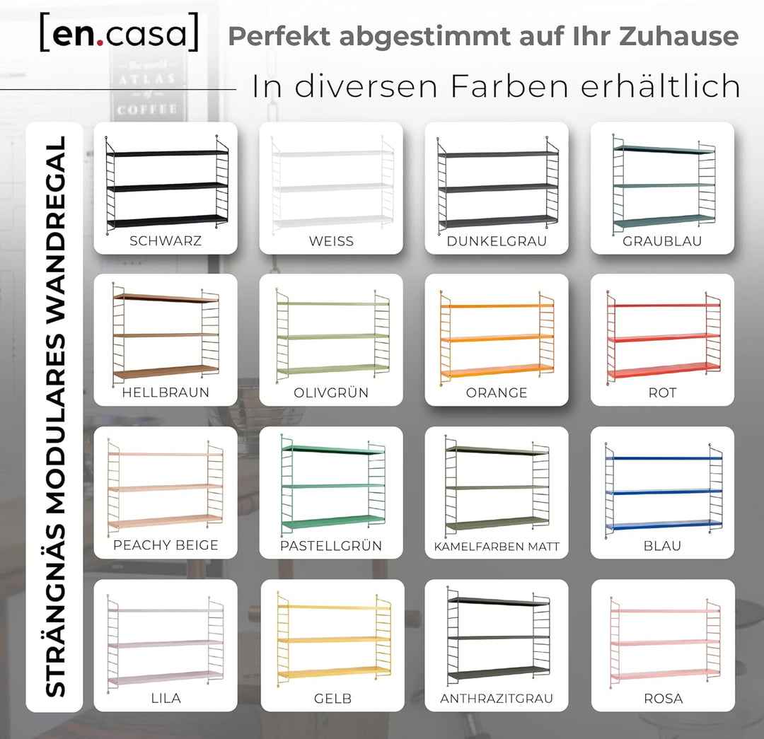 [en.casa] Modulares Wandregal Strängnäs 3er Set Metallregal Anthrazitgrau Hängeregal mit 3 Regalböde