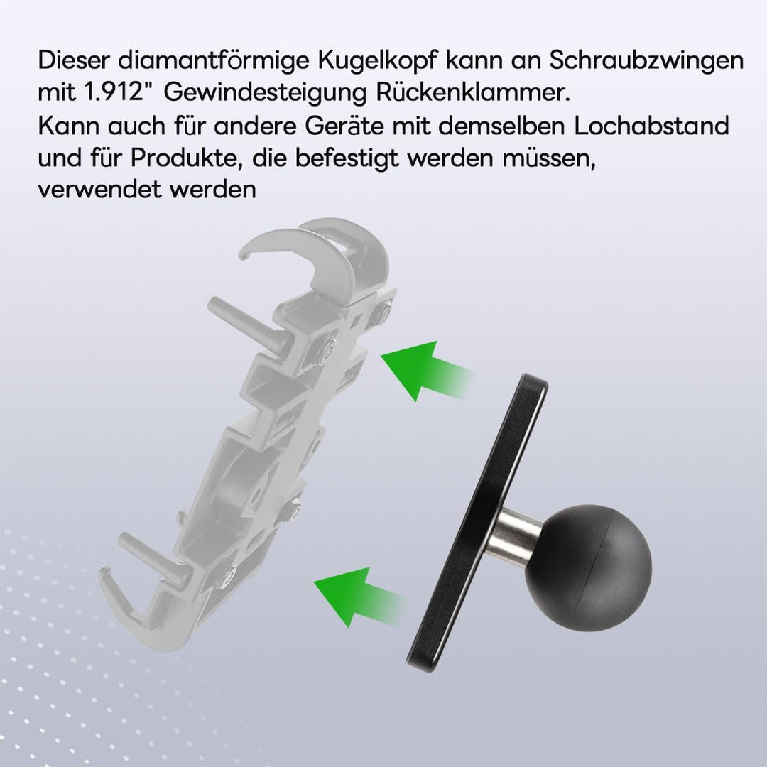 FANAUE Diamant Montagebasis Kompatibel mit RAM Mount B Grösse 1 Zoll Kugel Doppelsockelarm,Abstand d